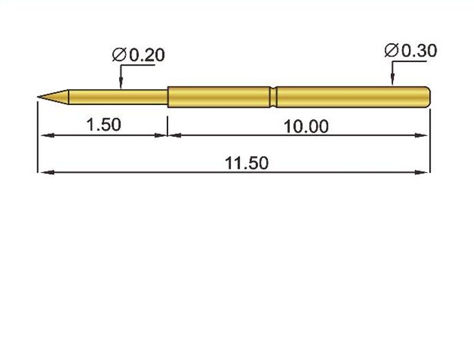 Złota sonda testowa na sprężynową beczkę miedzianą z 1,50 mm pełnym uderzeniem i 50 mΩ maksymalnym rezystancją kontaktową do badań ICT